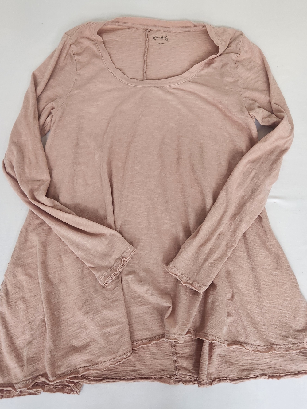 Women's Wonderly Lightweight Scoop Neck Tunic Dusty Pink Size Large 100% Cotton